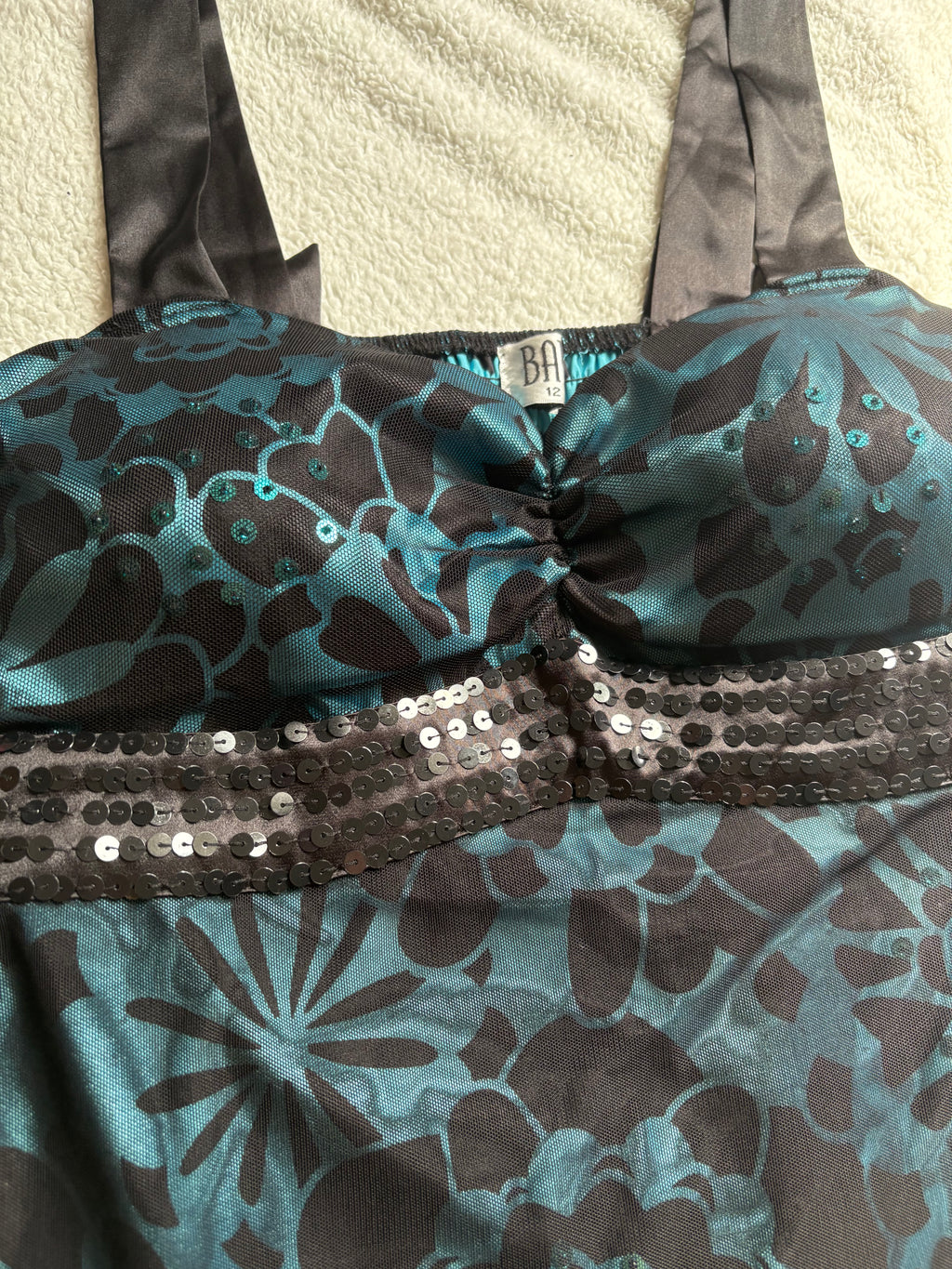 Turquoise Floral, Double layered sequin cami