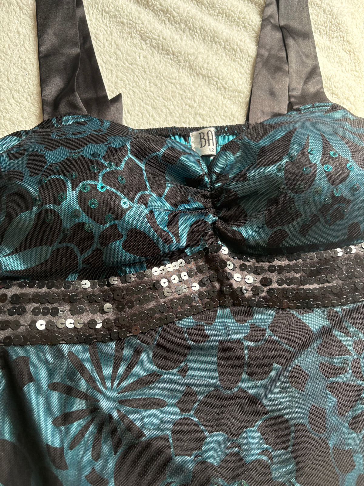Turquoise Floral, Double layered sequin cami