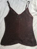 Etam Brown Crochet Beaded Vest