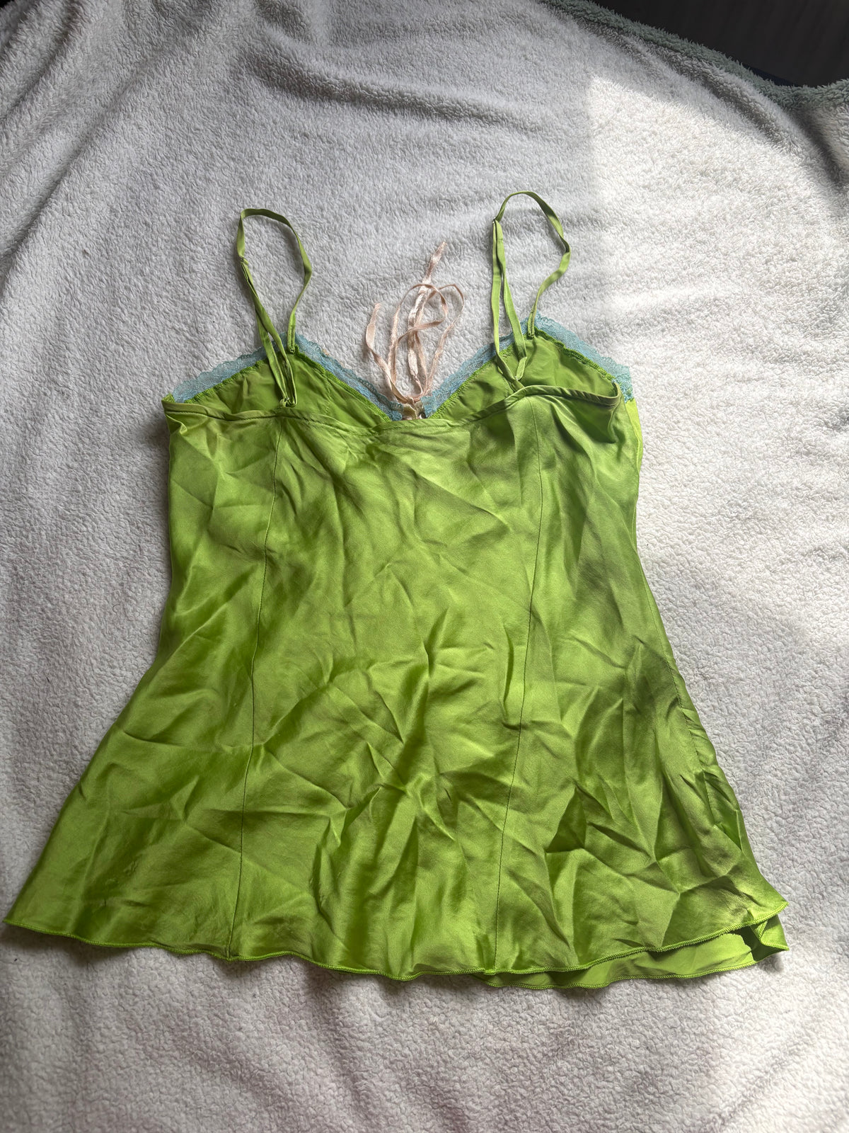 Silk Green Laced Cami with corset detail