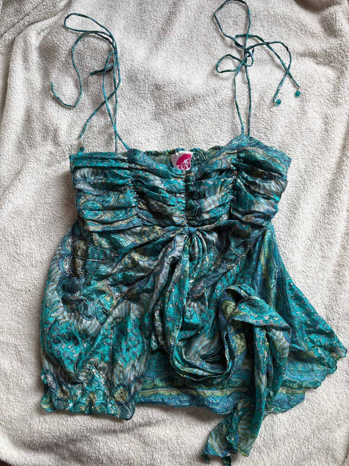 Lipsy Patterned Silk Rushed Cami Top