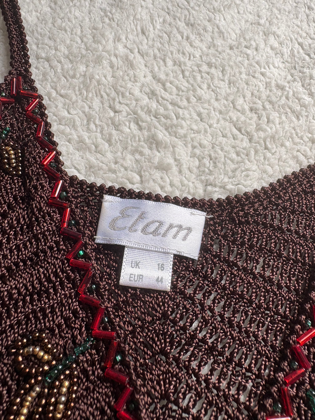 Etam Brown Crochet Beaded Vest