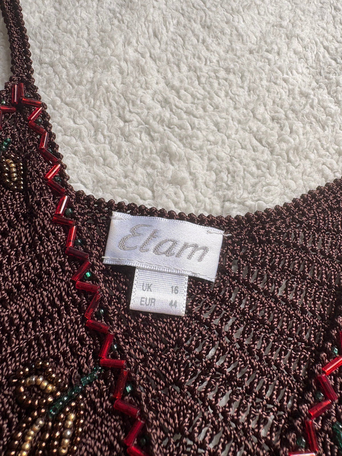 Etam Brown Crochet Beaded Vest