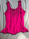 Hot pink beaded vest top