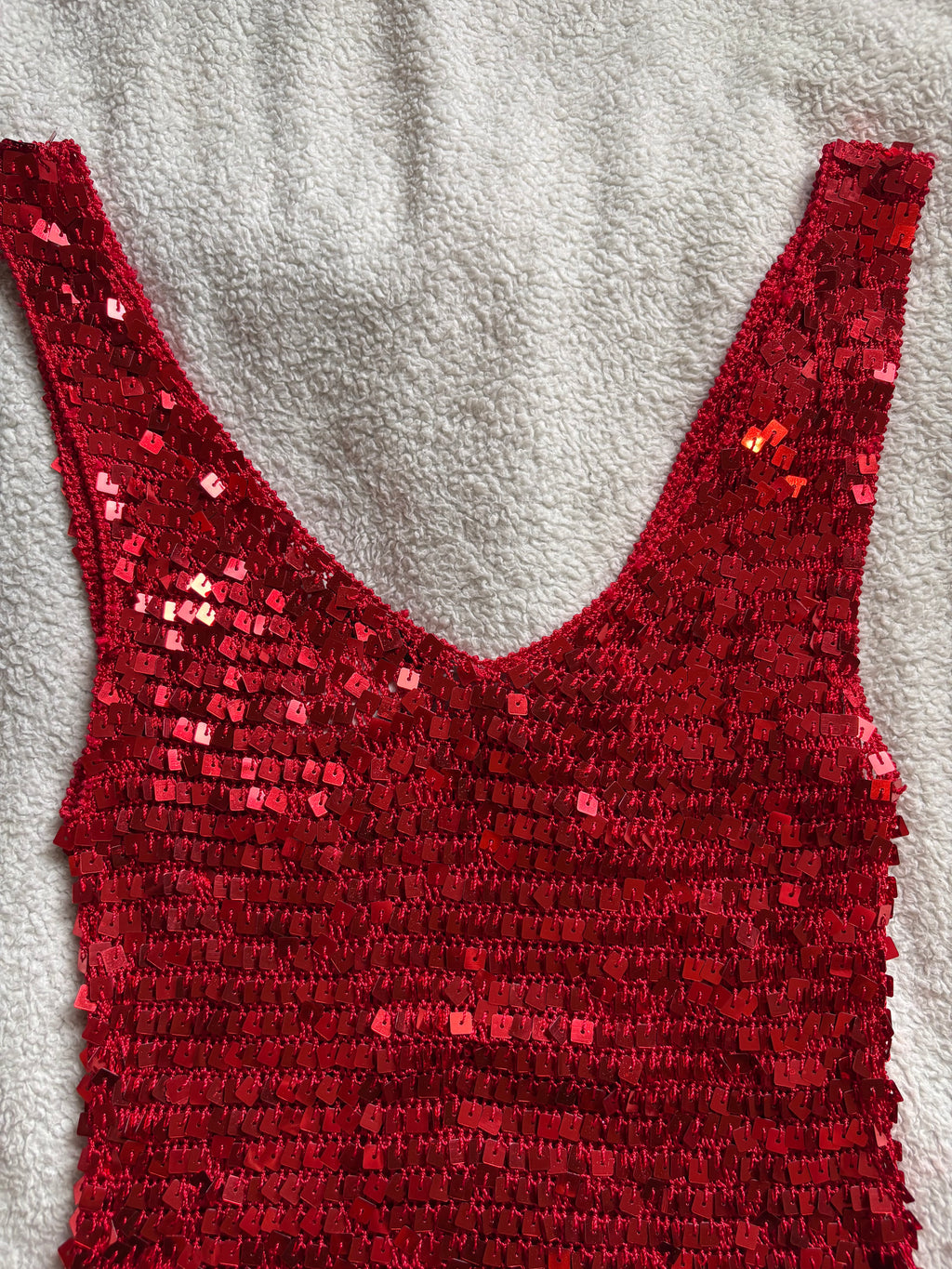 Red Ibiza Vibes Sequin Vest Top