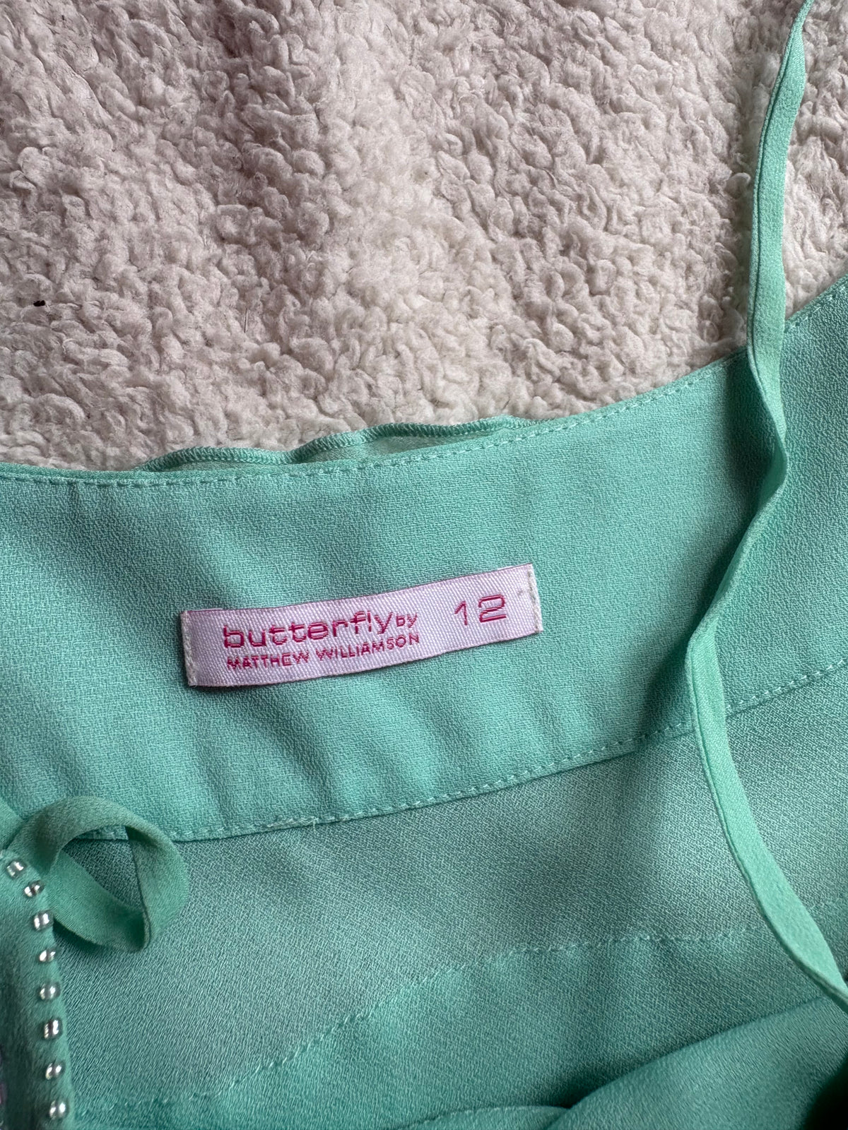 Beaded Silk Turquoise Cami with Tiered detail