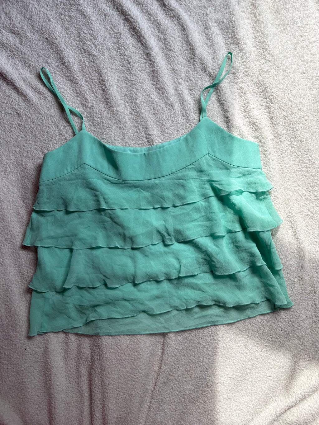 Beaded Silk Turquoise Cami with Tiered detail