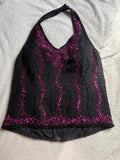 Silk Halter-Neck with pink beaded details