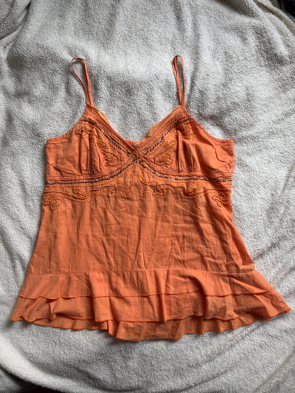 Tiered Orange Beaded Cami