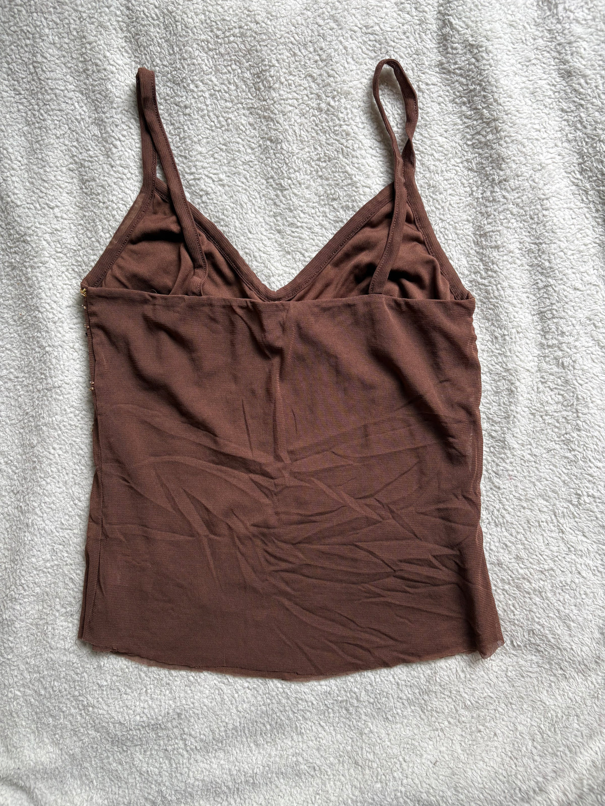 Brown Cami with Gold Beaded Details.