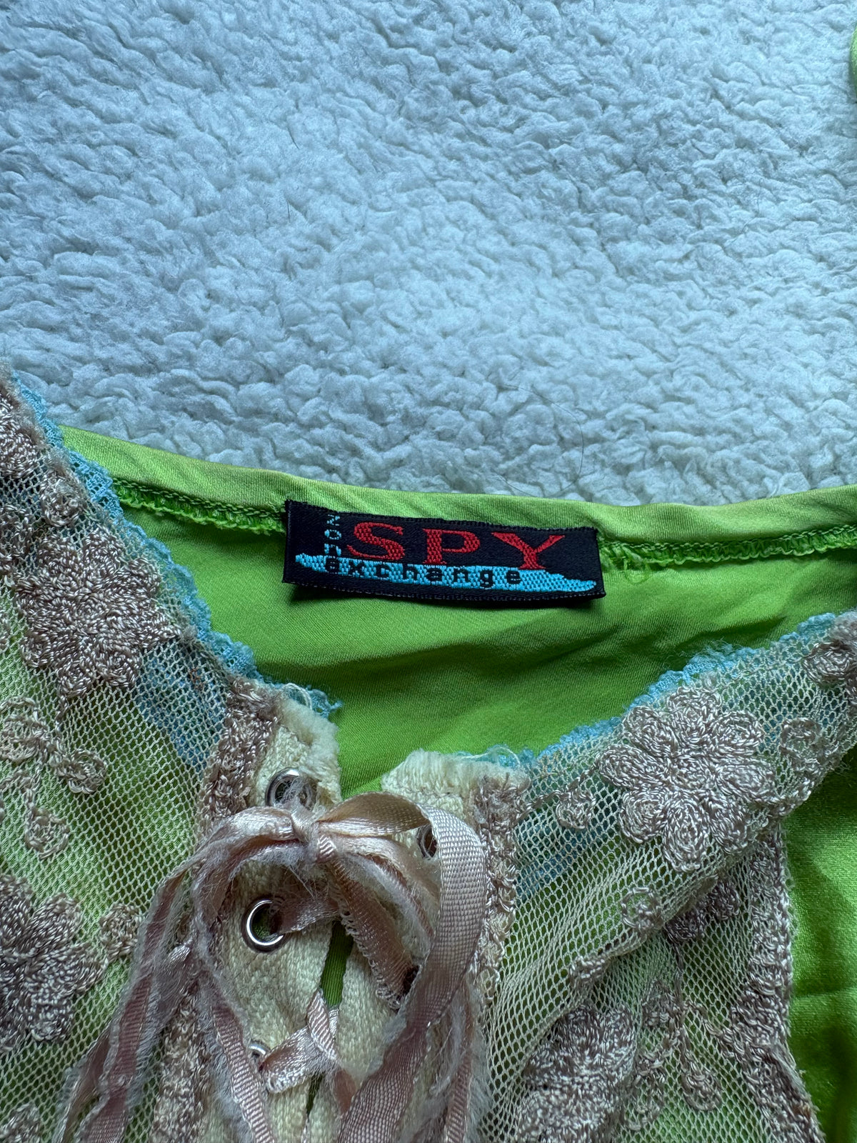 Silk Green Laced Cami with corset detail