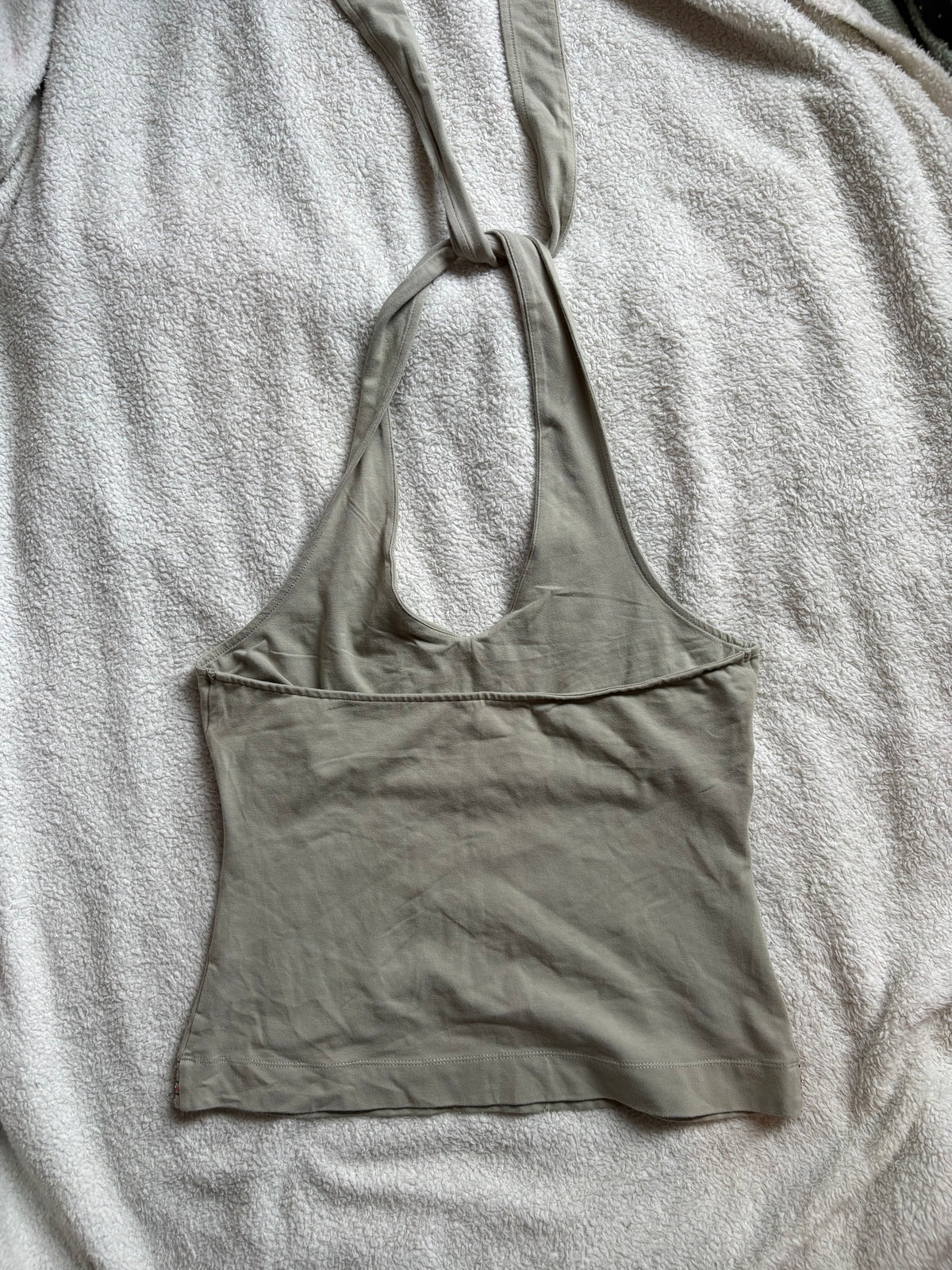 Sage green Halterneck Top with embroidery details