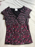Floral sequin blouse with cap sleeves