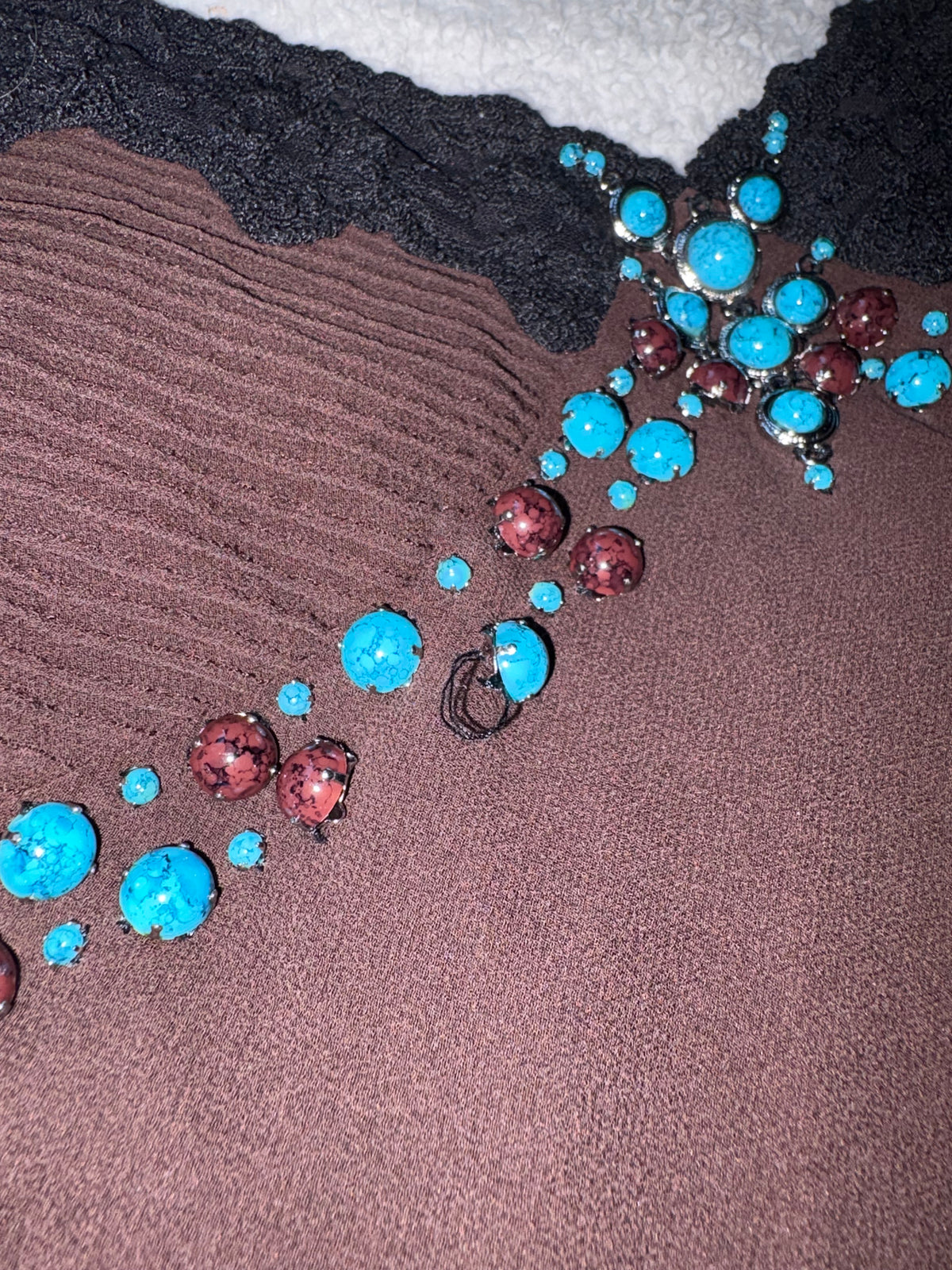 Silk Brown Karen millen Asymmetrical Cami Top with Bead Details
