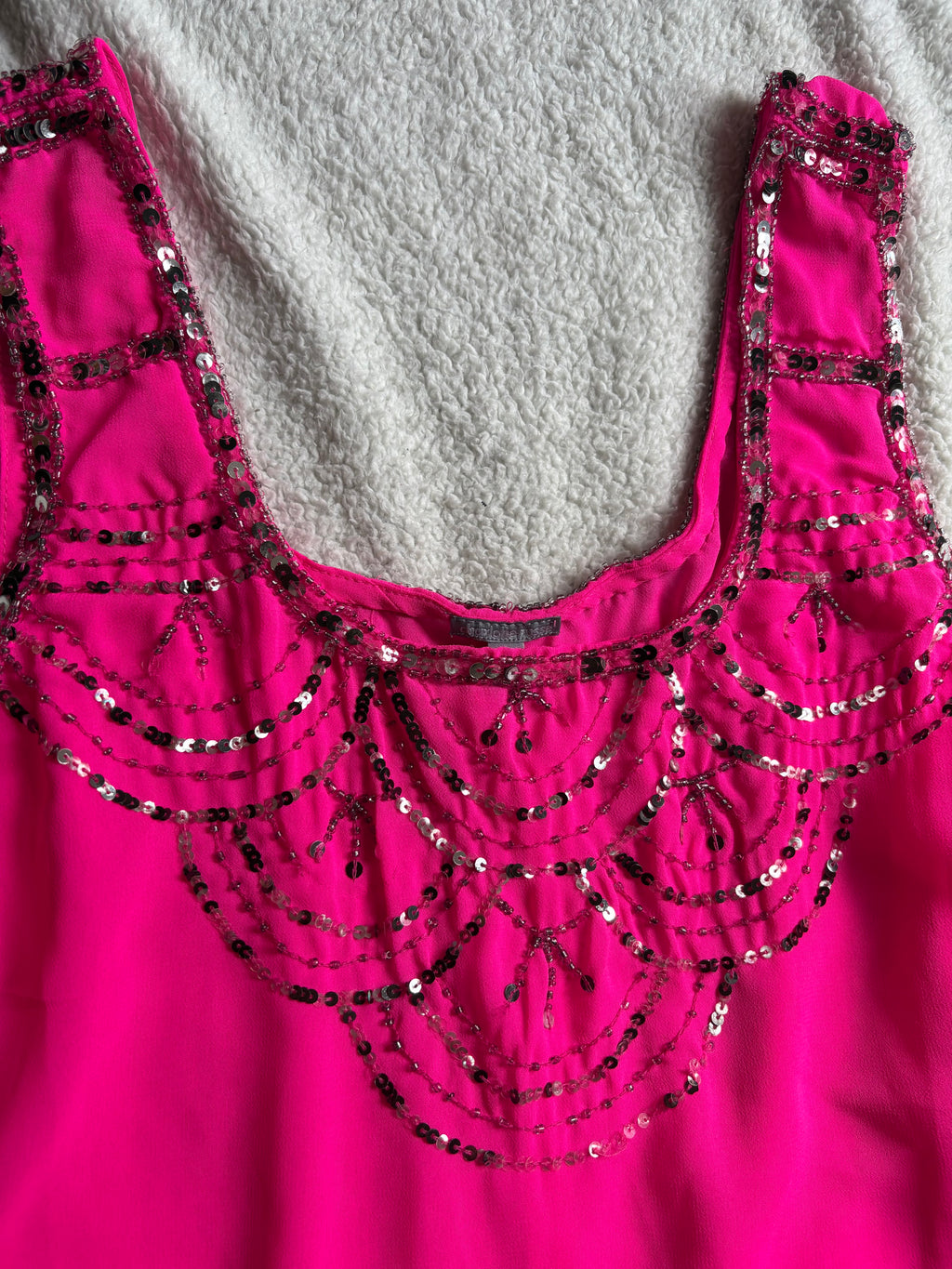 Hot pink beaded vest top