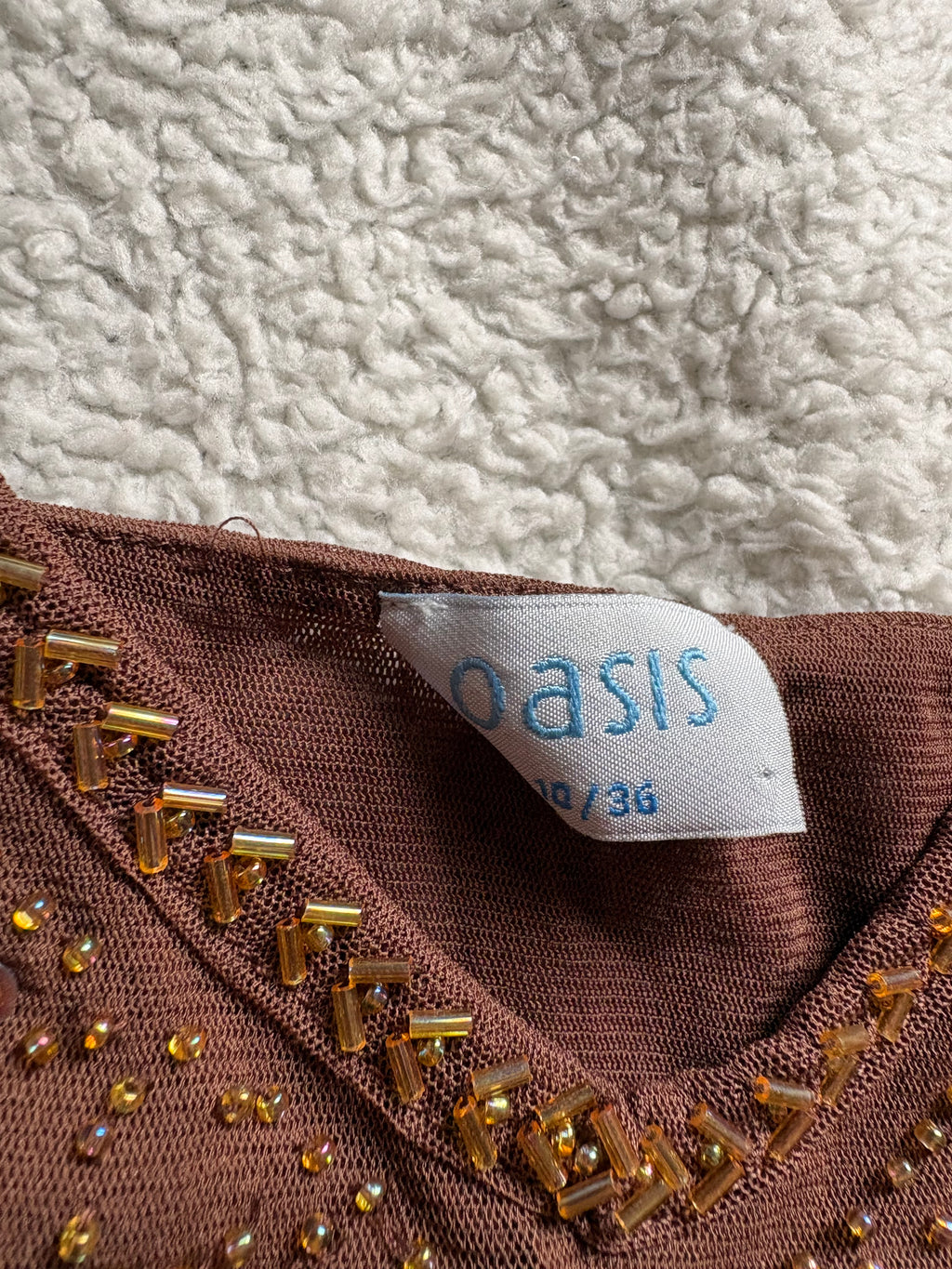 Brown Cami with Gold Beaded Details.