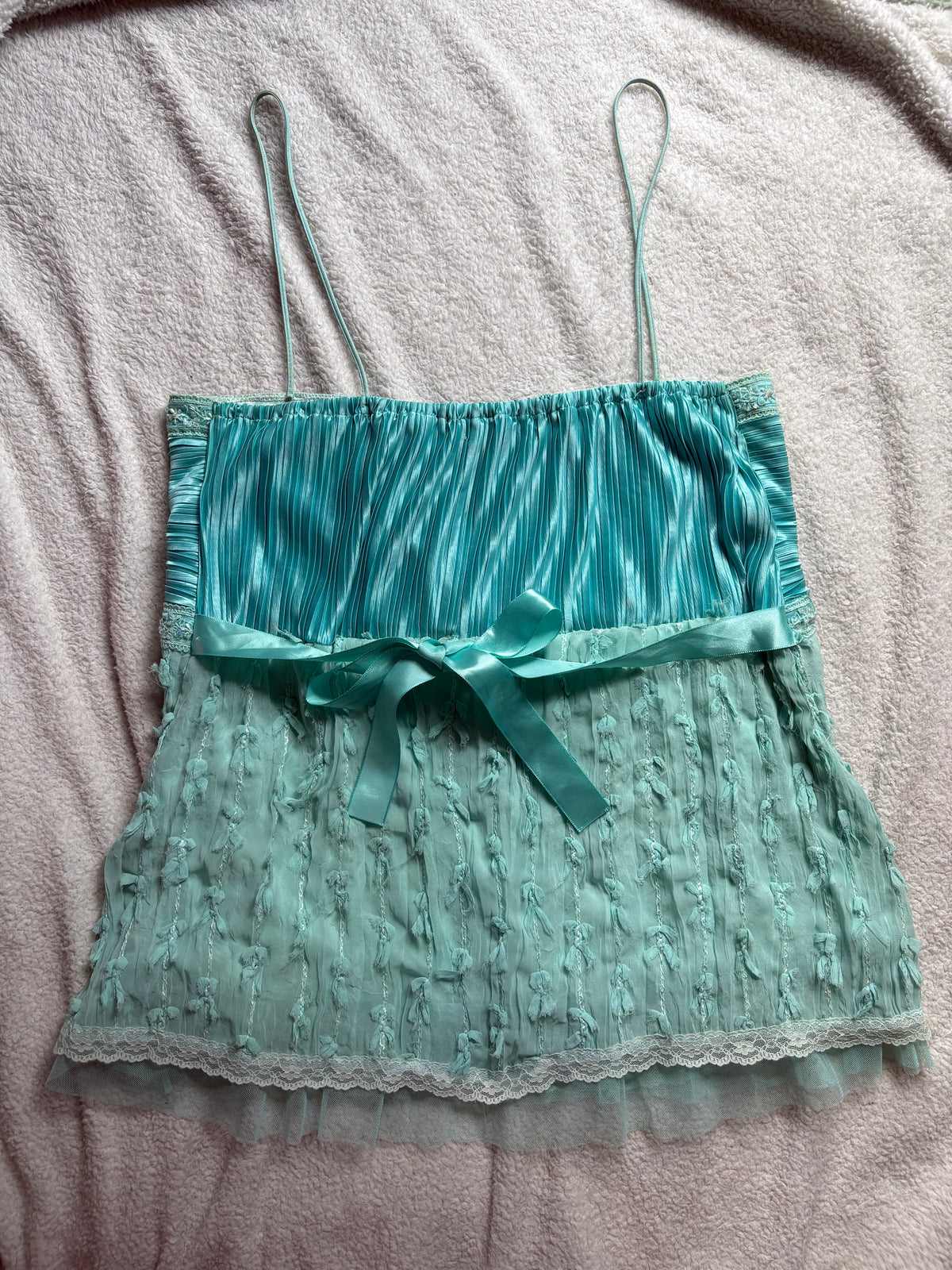 Turquoise beaded cami with tie back detail