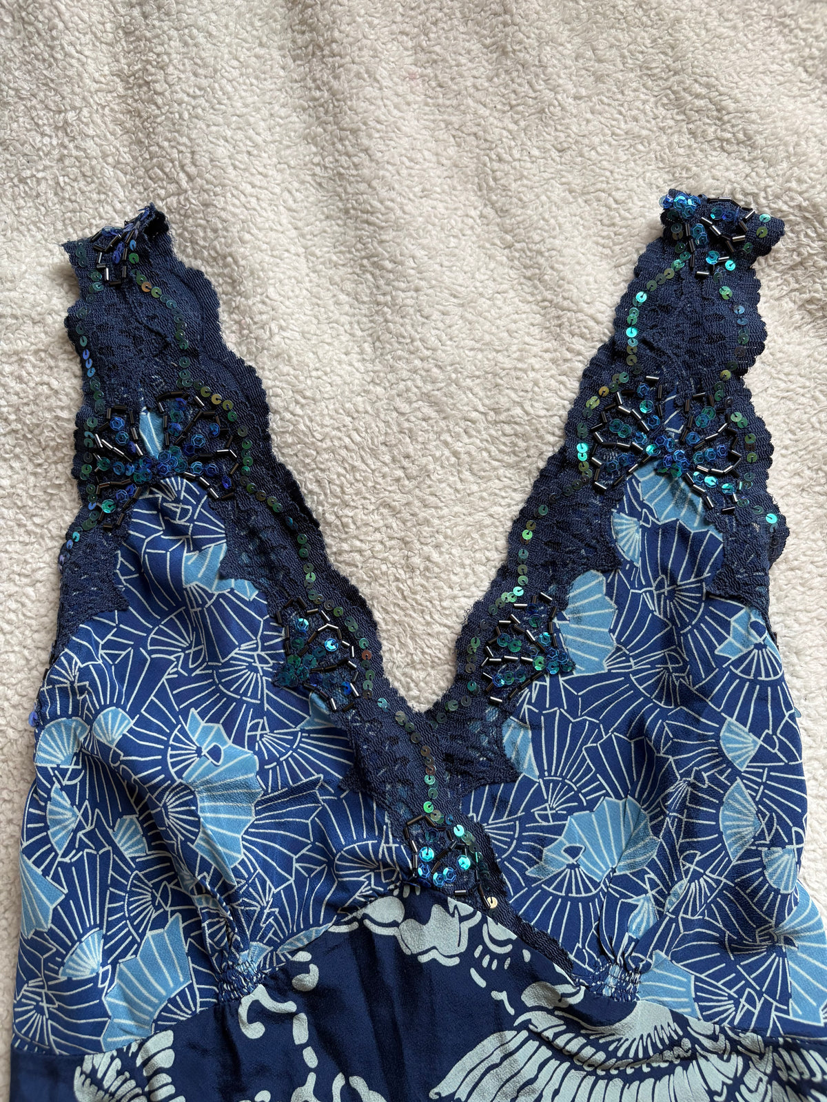Lacey and Beaded Navy Vest/Cami