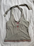 Sage green Halterneck Top with embroidery details