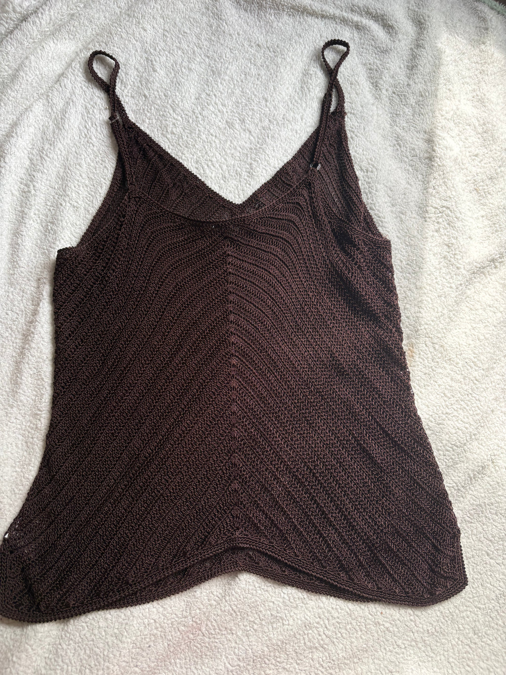 Etam Brown Crochet Beaded Vest
