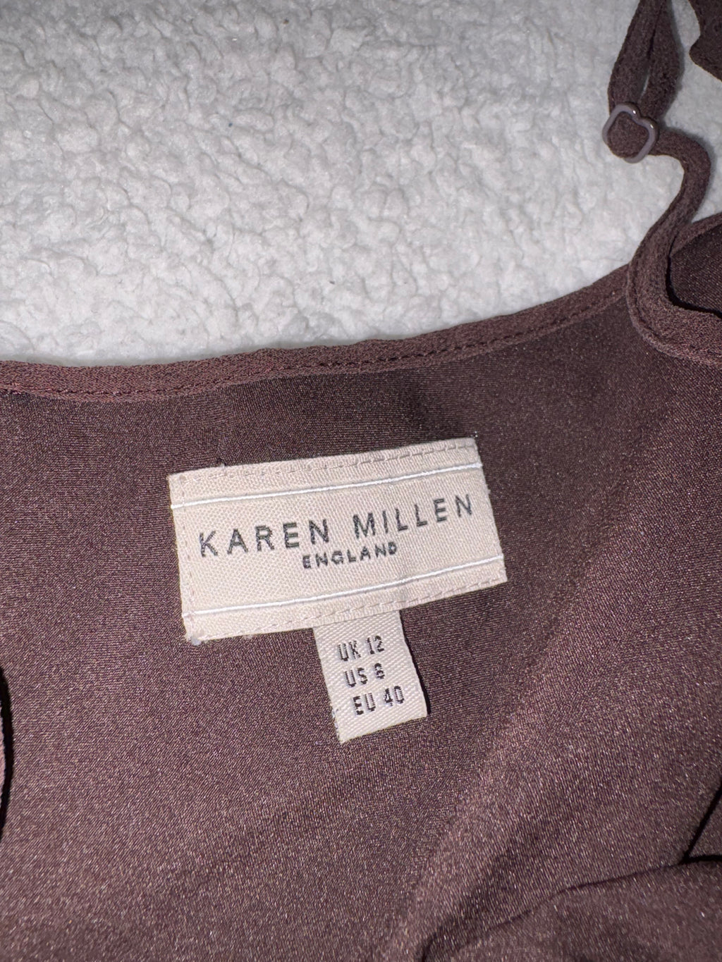 Silk Brown Karen millen Asymmetrical Cami Top with Bead Details
