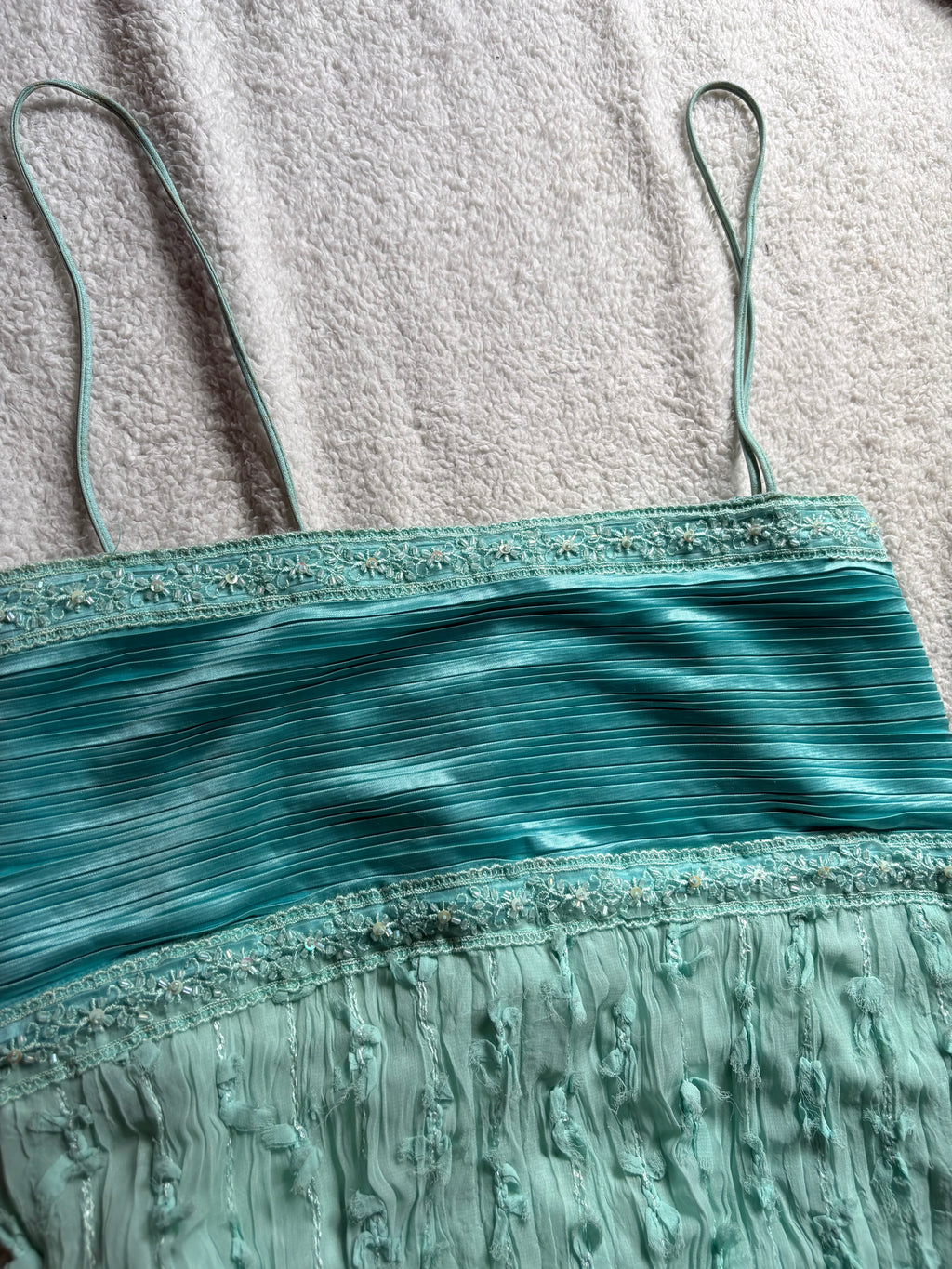Turquoise beaded cami with tie back detail