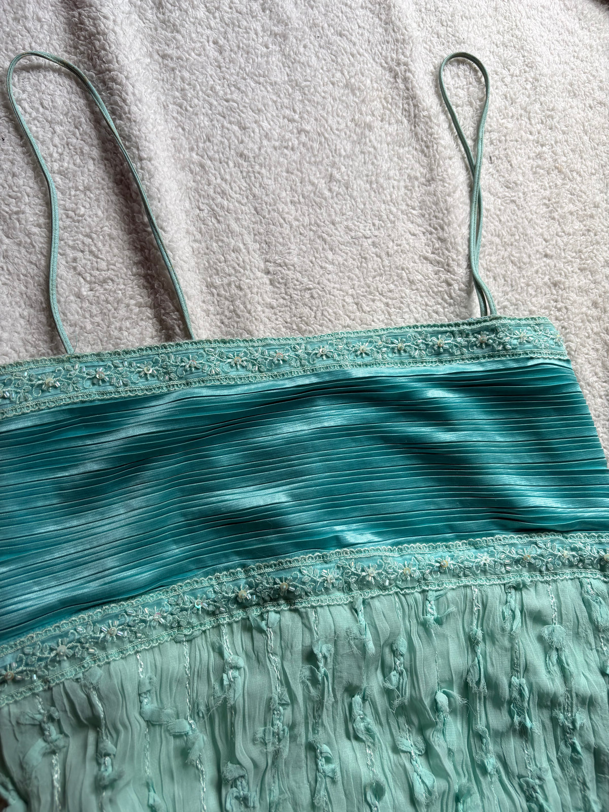 Turquoise beaded cami with tie back detail