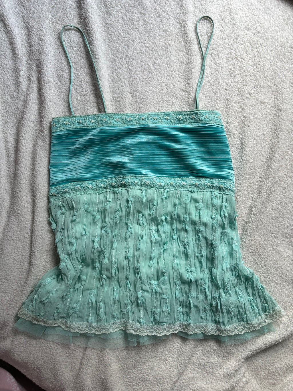 Turquoise beaded cami with tie back detail