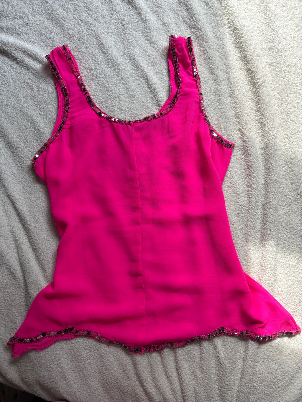 Hot pink beaded vest top