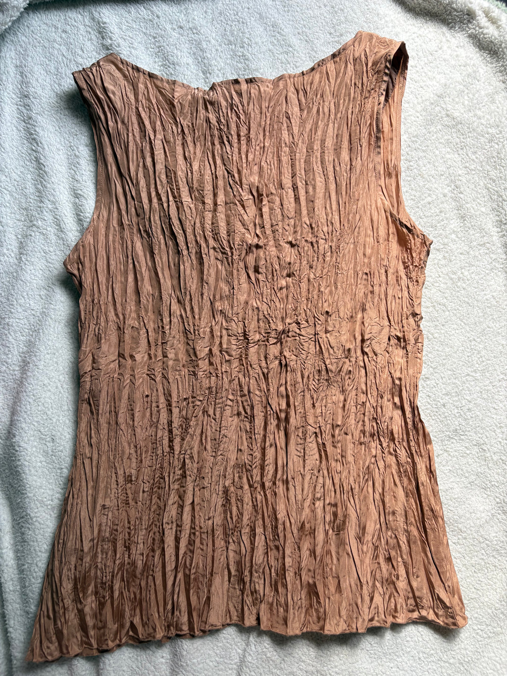 Silk boho beaded vest with wrinkle detail