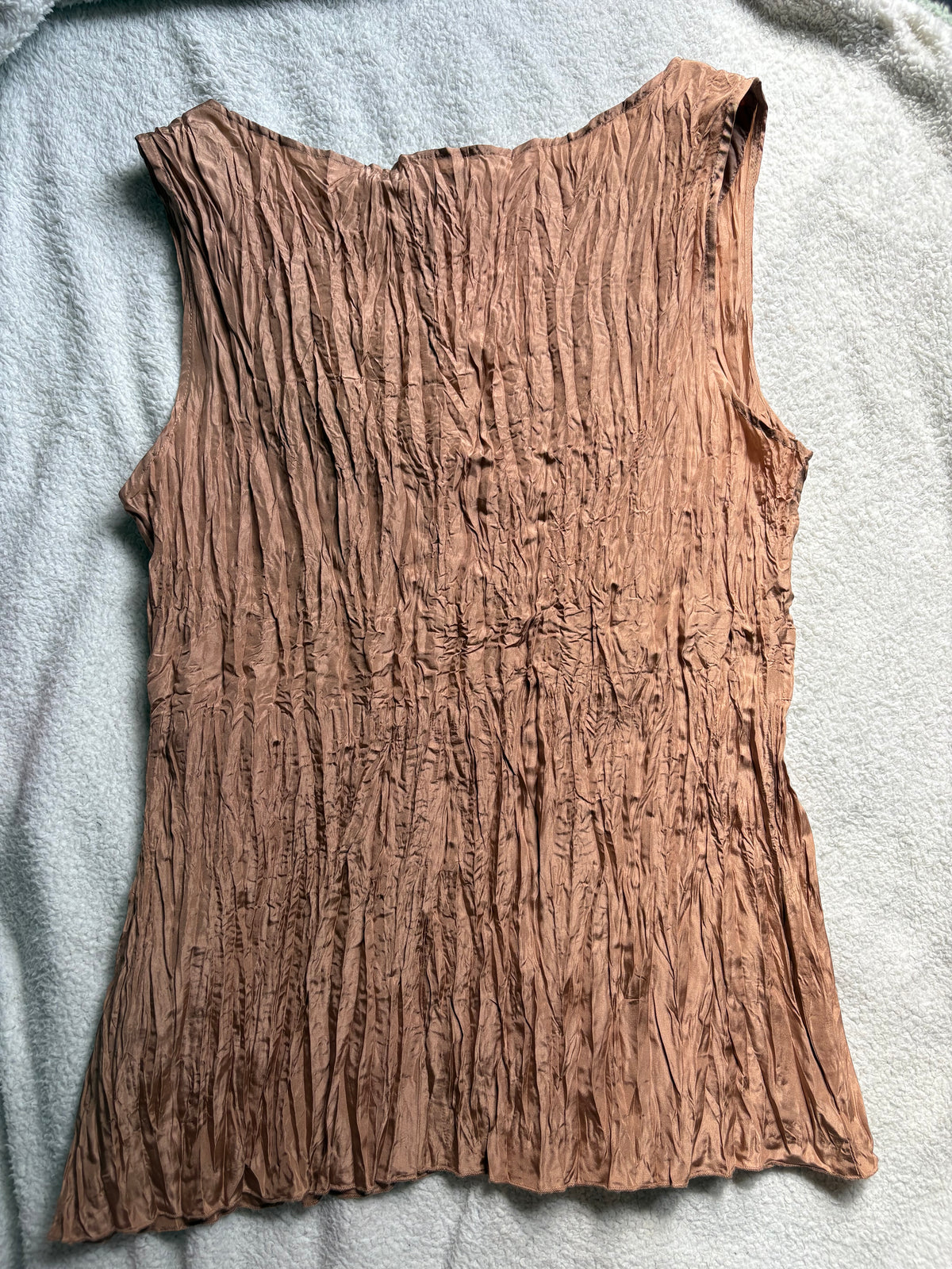 Silk boho beaded vest with wrinkle detail