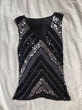 Navy Crochet Sequin Vest top